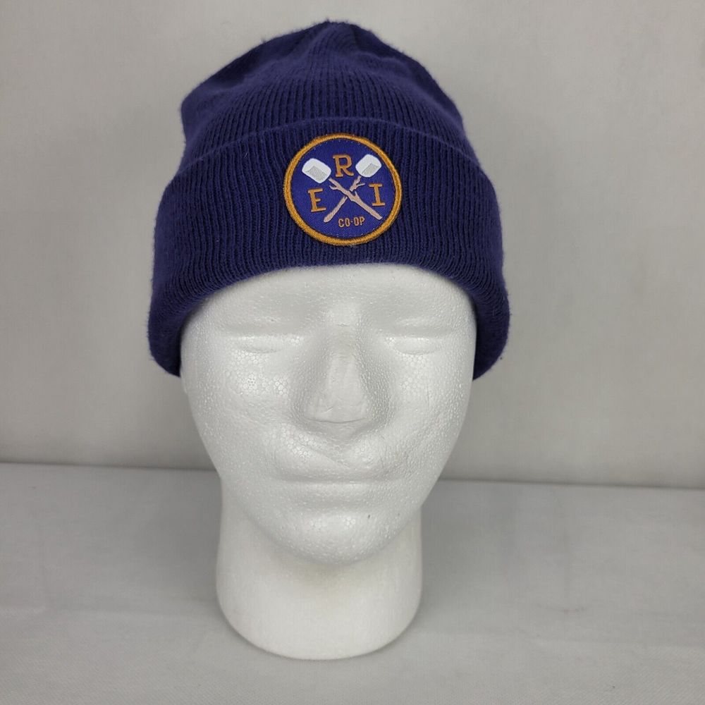 REI Co-Op Knit Beanie Hat Purple Roasting Marshmallows Camping Skiing Hiking